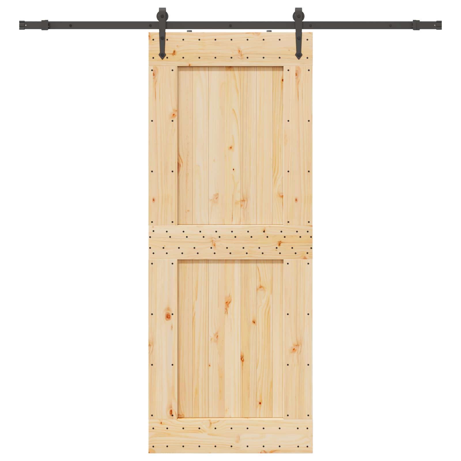 Schuifdeur NARVIK Naturel en Zwart 90 x 210 cm (213,5 cm)