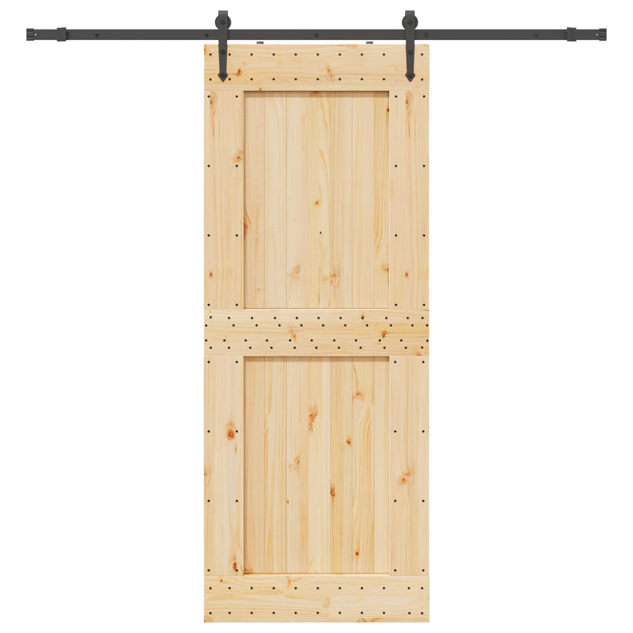Schuifdeur NARVIK Naturel en Zwart 90 x 210 cm (213,5 cm)