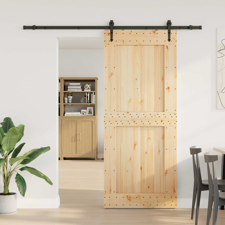 Schuifdeur NARVIK Naturel en Zwart 95 x 210 cm (213,5 cm)