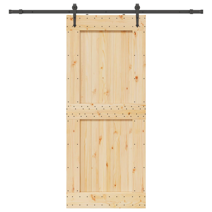 Schuifdeur NARVIK Naturel en Zwart 95 x 210 cm (213,5 cm)