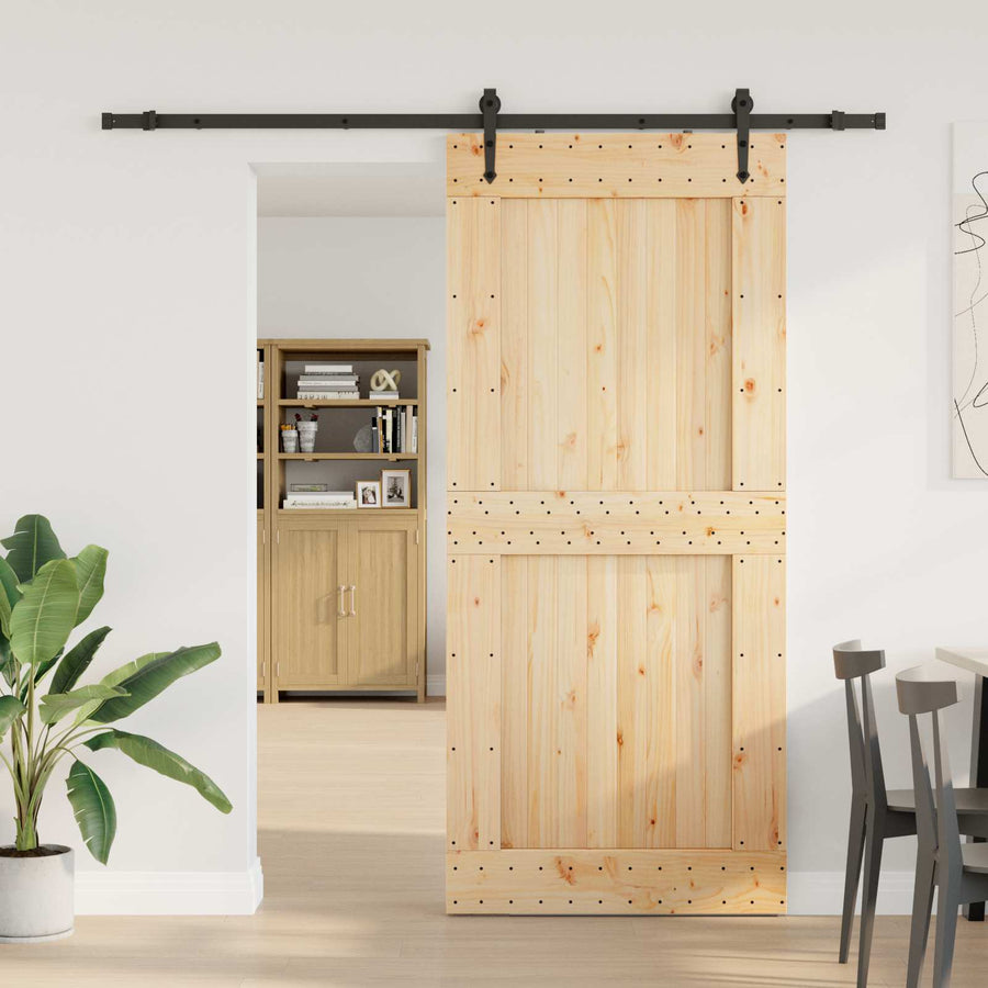 Schuifdeur NARVIK Naturel en Zwart 100 x 210 cm (213,5 cm)