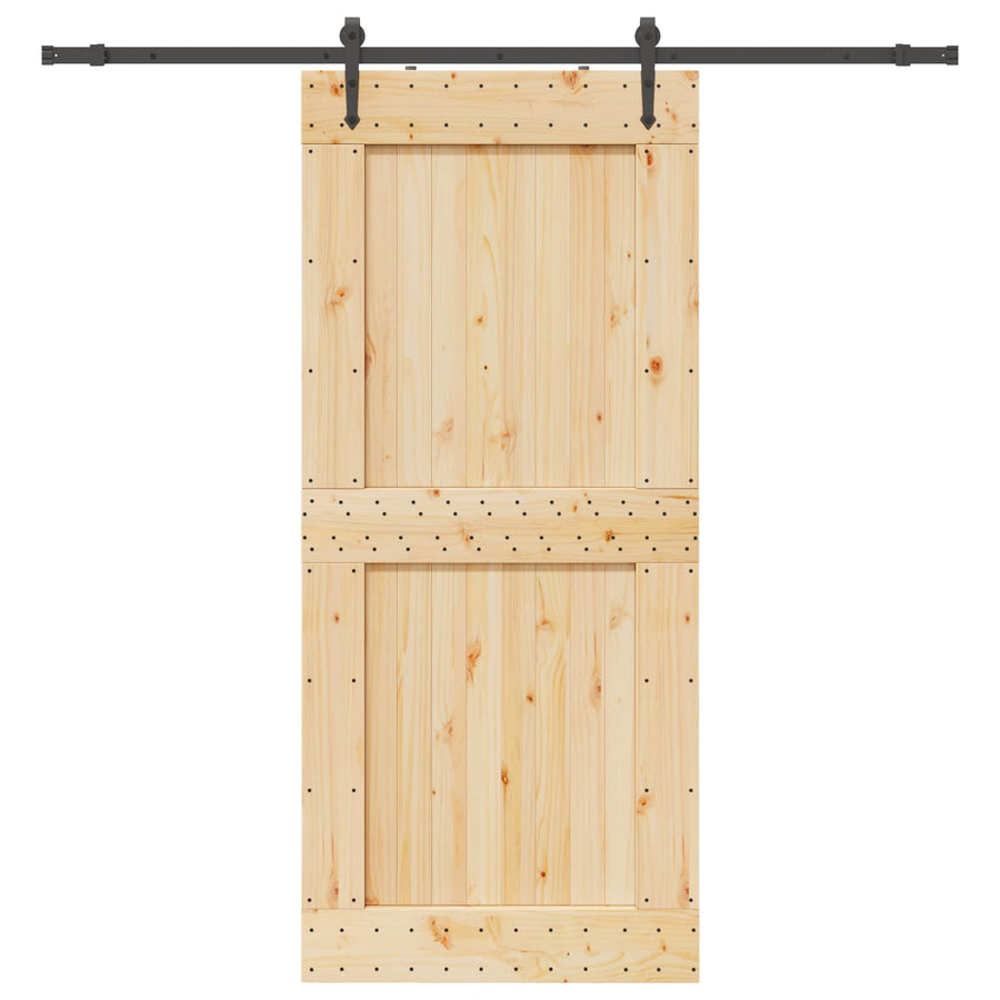 Schuifdeur NARVIK Naturel en Zwart 100 x 210 cm (213,5 cm)