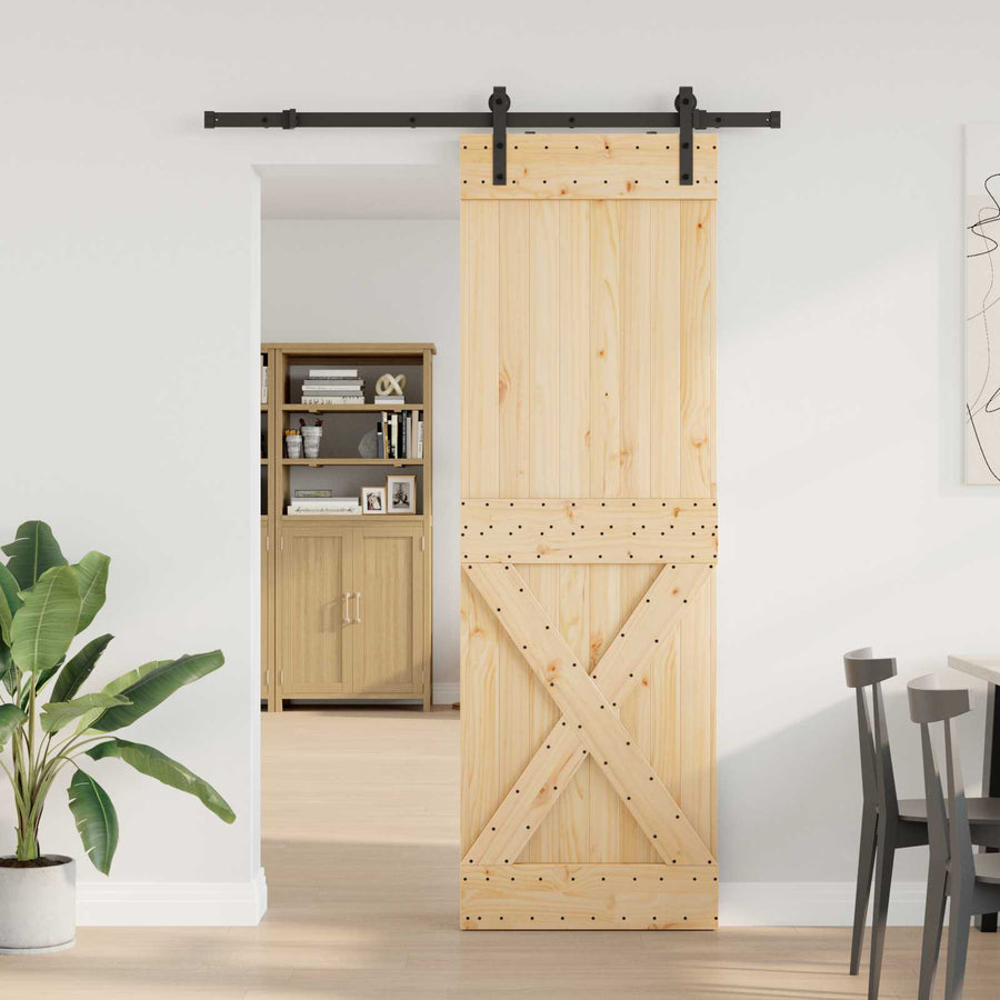 Schuifdeur NARVIK Naturel en Zwart 70 x 210 cm (152,5 cm)