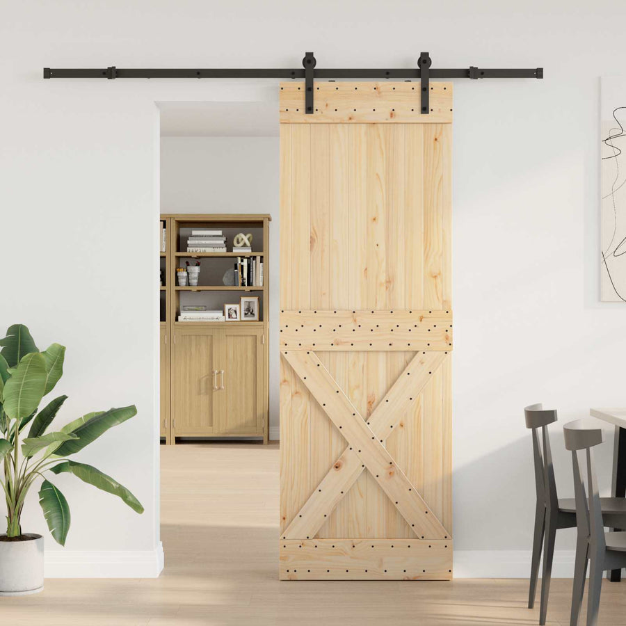 Schuifdeur NARVIK Naturel en Zwart 80 x 210 cm (213,5 cm)