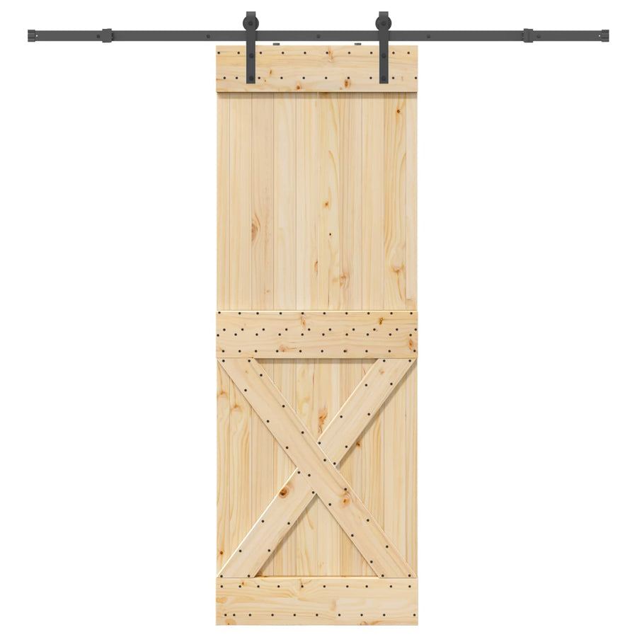 Schuifdeur NARVIK Naturel en Zwart 80 x 210 cm (213,5 cm)