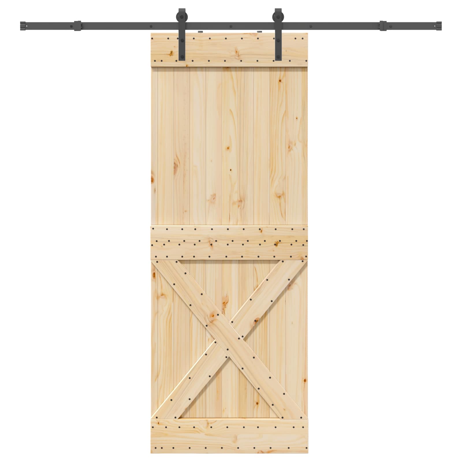 Schuifdeur NARVIK Naturel en Zwart 85 x 210 cm (213,5 cm)