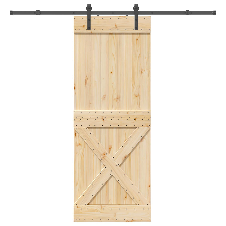 Schuifdeur NARVIK Naturel en Zwart 85 x 210 cm (213,5 cm)