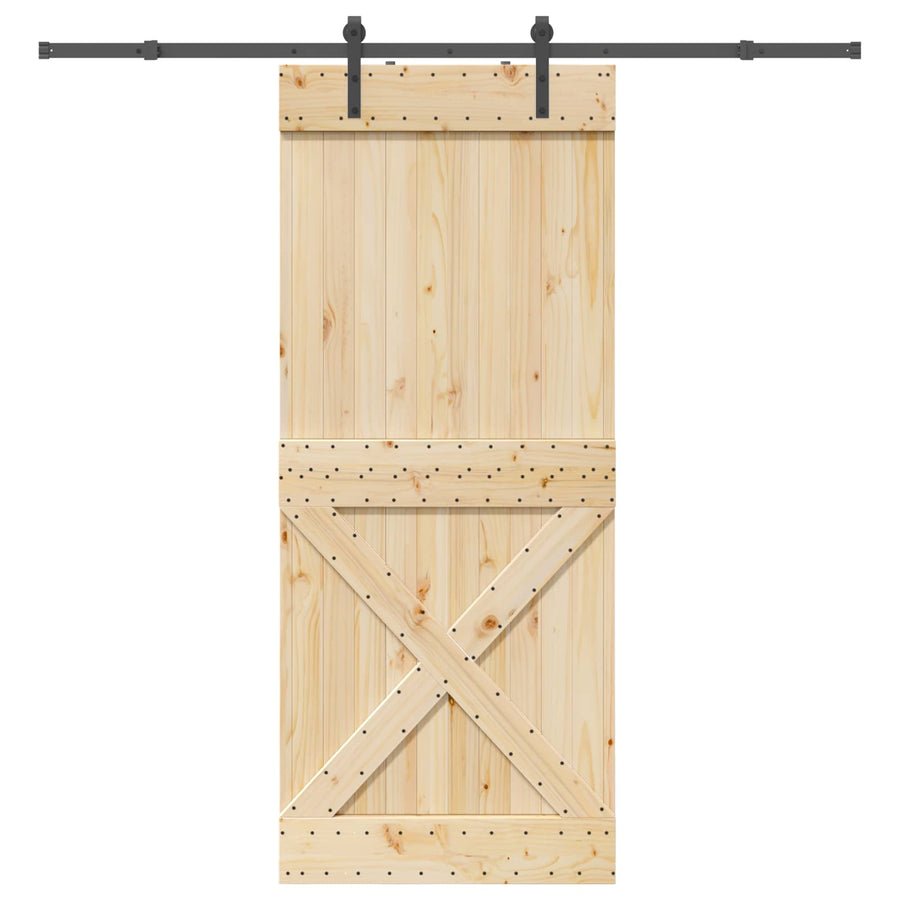 Schuifdeur NARVIK Naturel en Zwart 95 x 210 cm (213,5 cm)