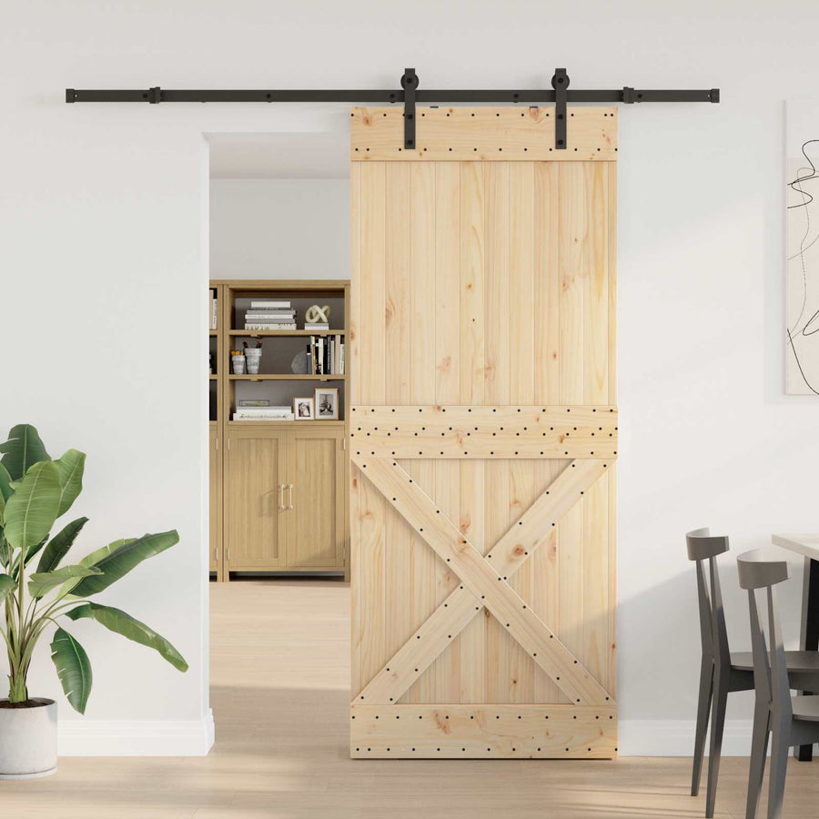 Schuifdeur NARVIK Naturel en Zwart 100 x 210 cm (213,5 cm)