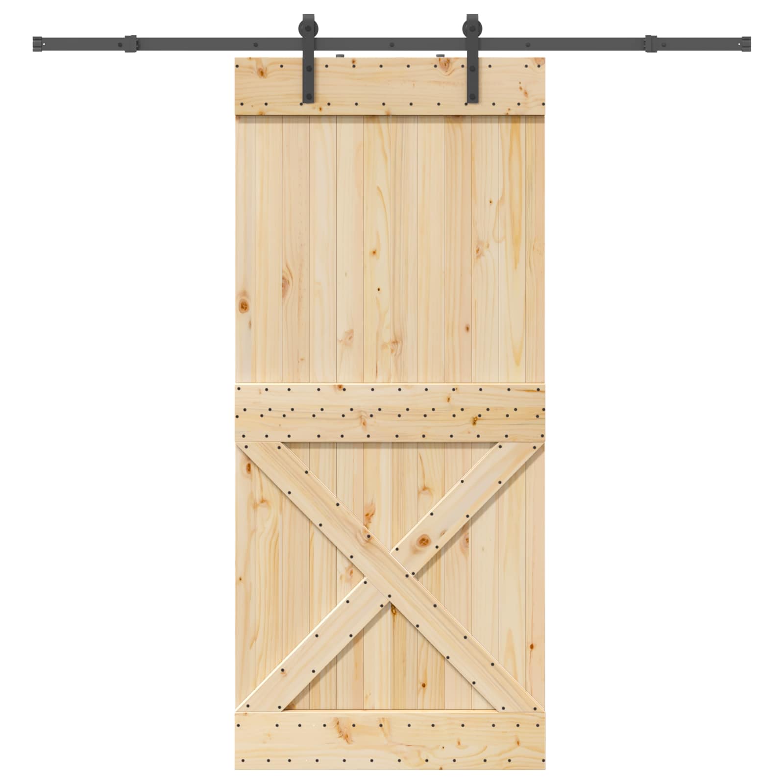 Schuifdeur NARVIK Naturel en Zwart 100 x 210 cm (213,5 cm)