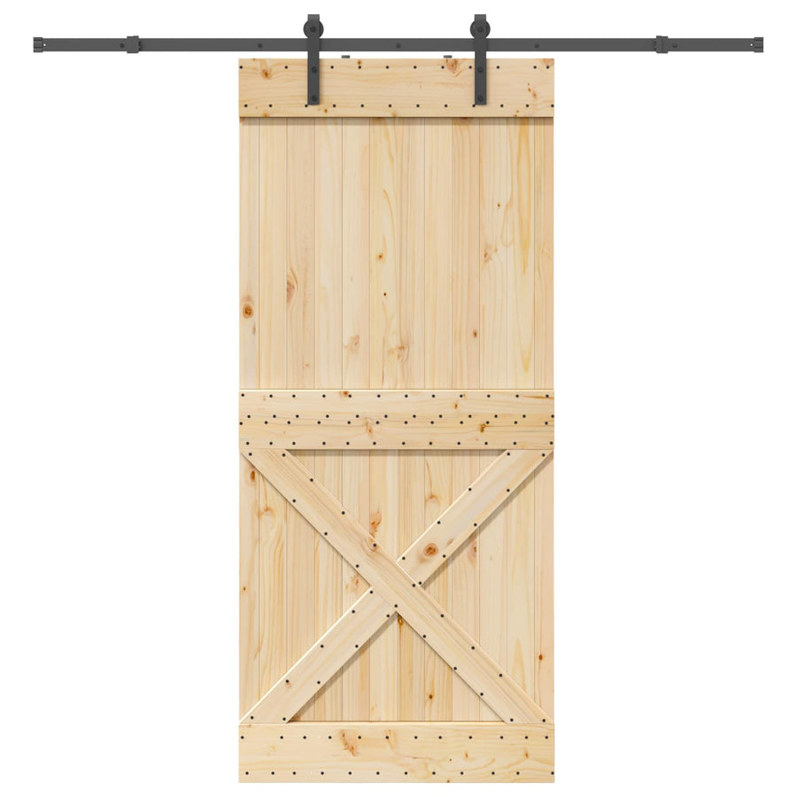 Schuifdeur NARVIK Naturel en Zwart 100 x 210 cm (213,5 cm)