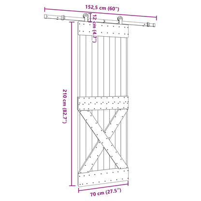 Schuifdeur NARVIK Naturel en Zwart 70 x 210 cm (152,5 cm)