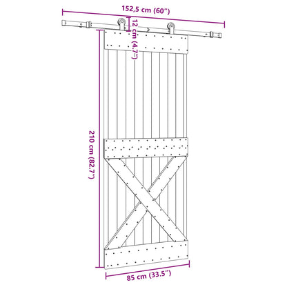 Schuifdeur NARVIK Naturel en Zwart 85 x 210 cm (152,5 cm)
