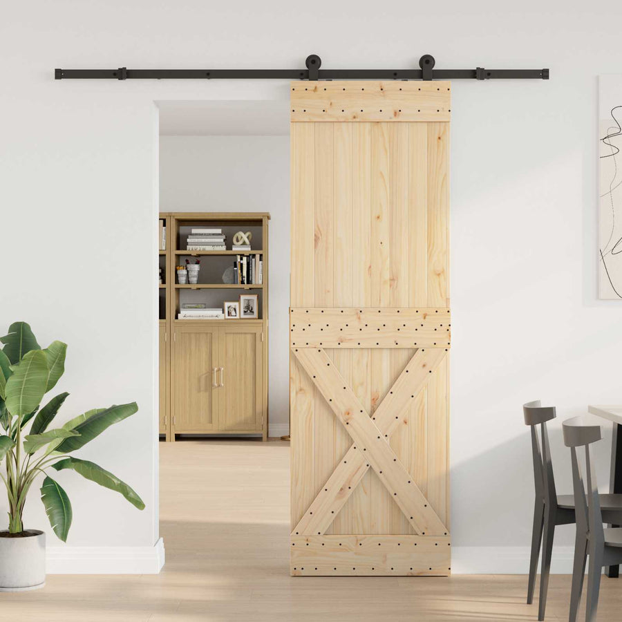 Schuifdeur NARVIK Naturel en Zwart 70 x 210 cm (213,5 cm)
