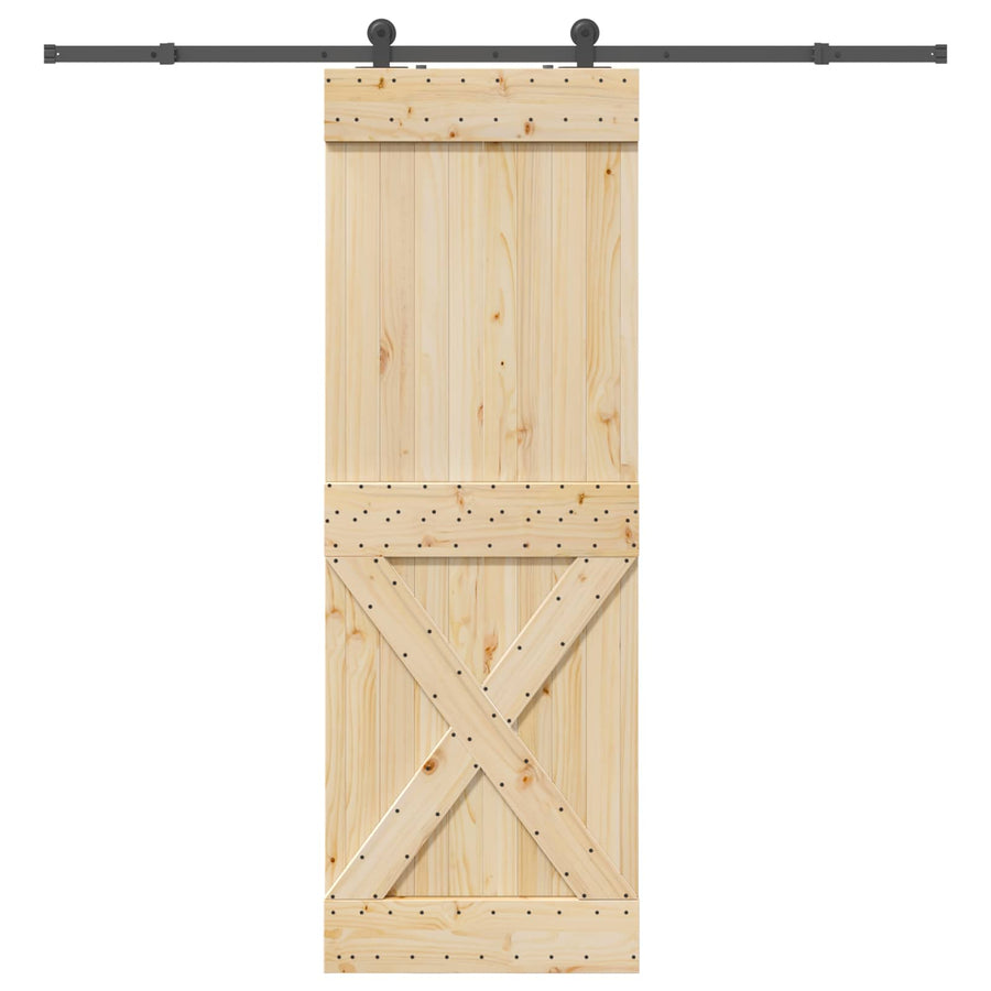 Schuifdeur NARVIK Naturel en Zwart 80 x 210 cm (213,5 cm)