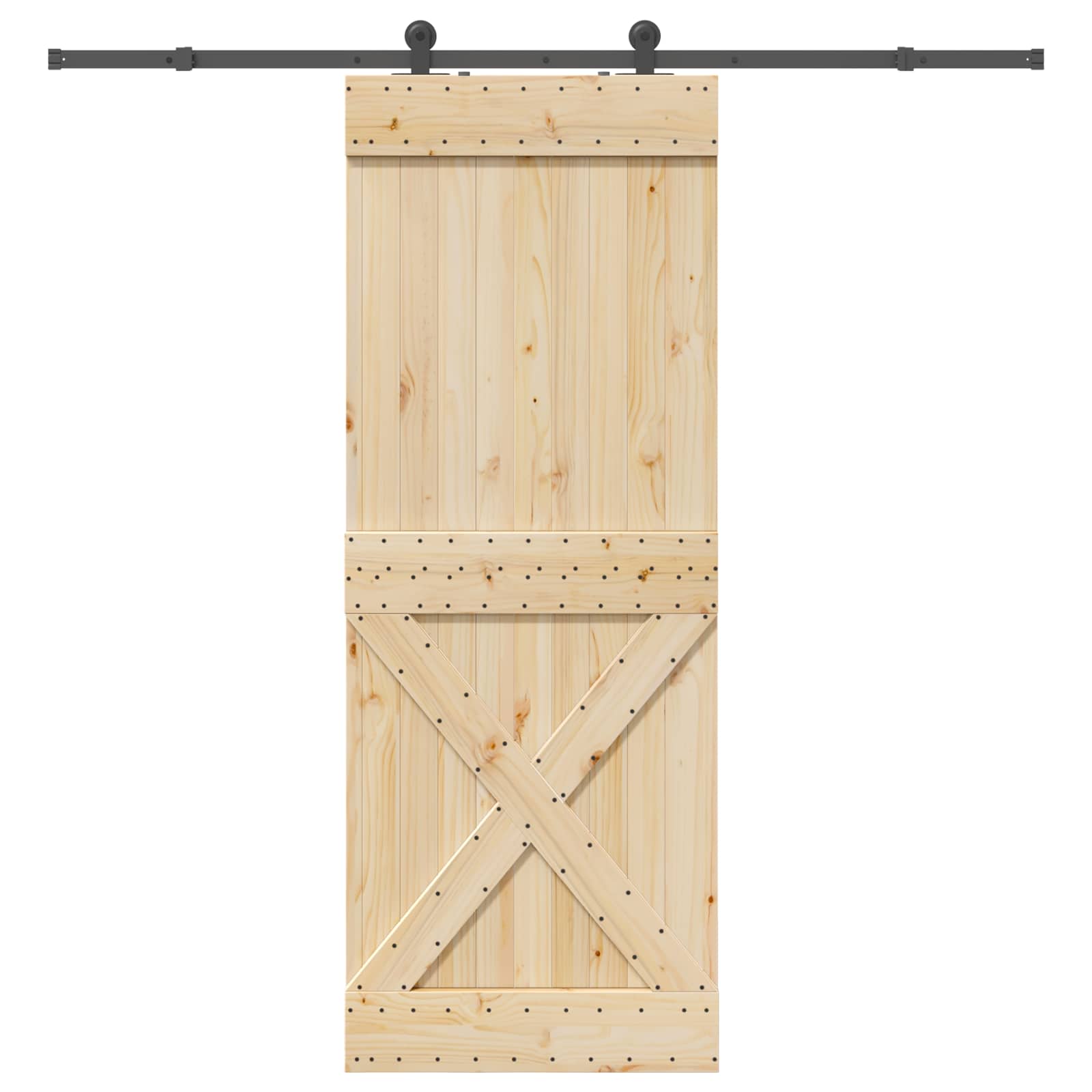 Schuifdeur NARVIK Naturel en Zwart 85 x 210 cm (213,5 cm)