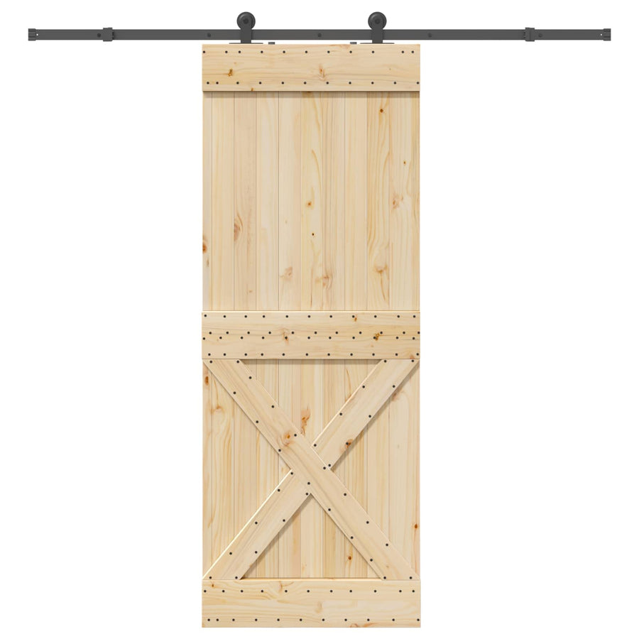 Schuifdeur NARVIK Naturel en Zwart 85 x 210 cm (213,5 cm)