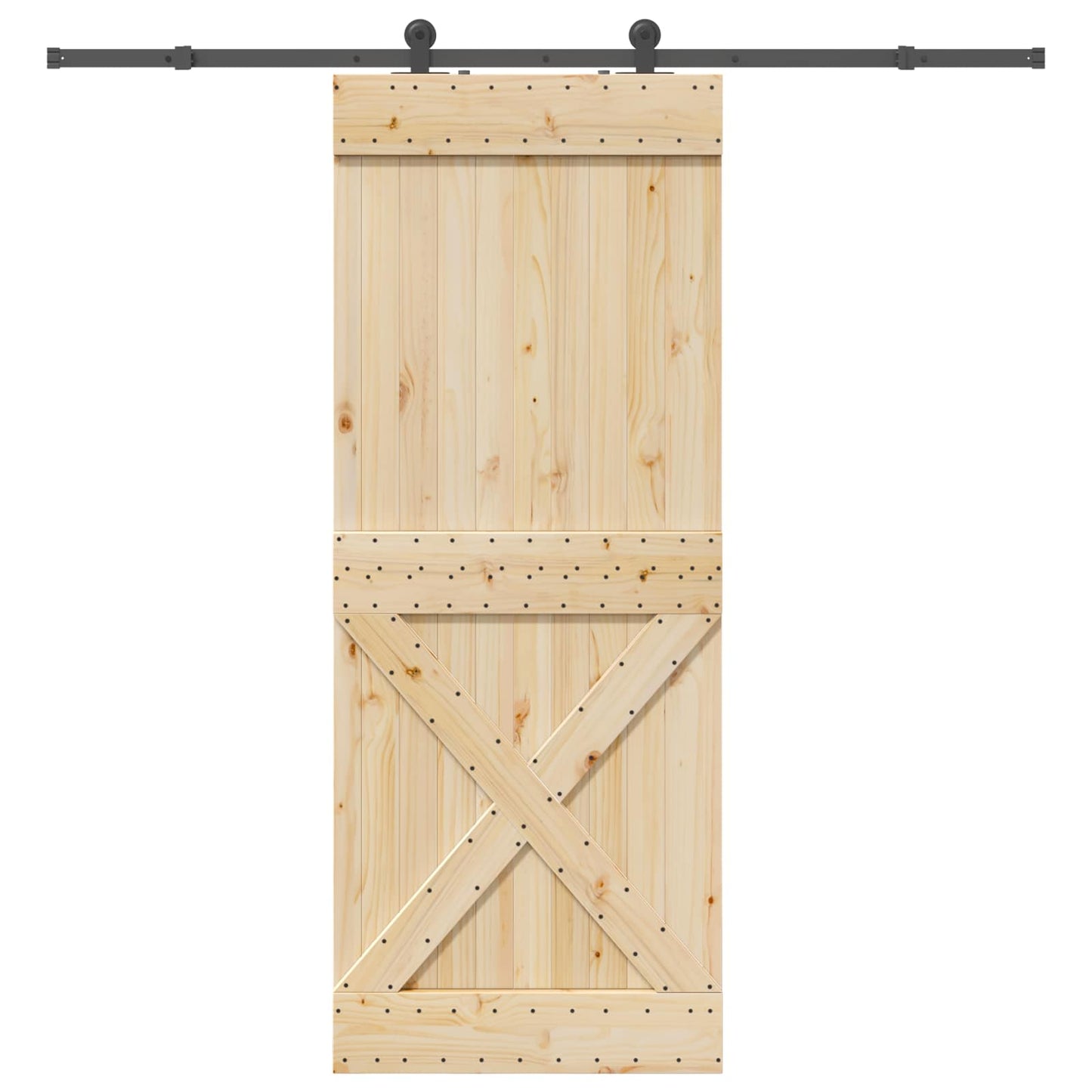 Schuifdeur NARVIK Naturel en Zwart 90 x 210 cm (213,5 cm)