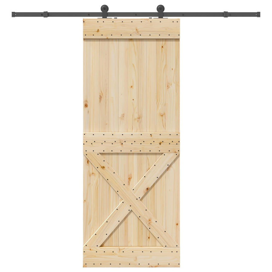 Schuifdeur NARVIK Naturel en Zwart 90 x 210 cm (213,5 cm)