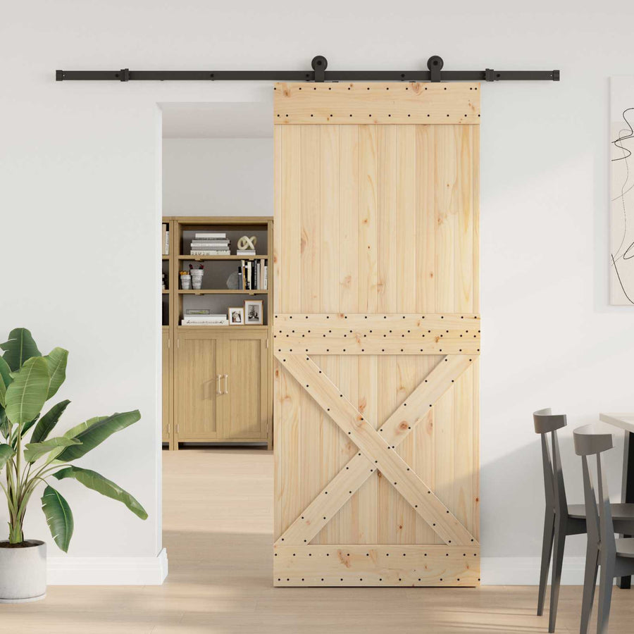 Schuifdeur NARVIK Naturel en Zwart 95 x 210 cm (213,5 cm)