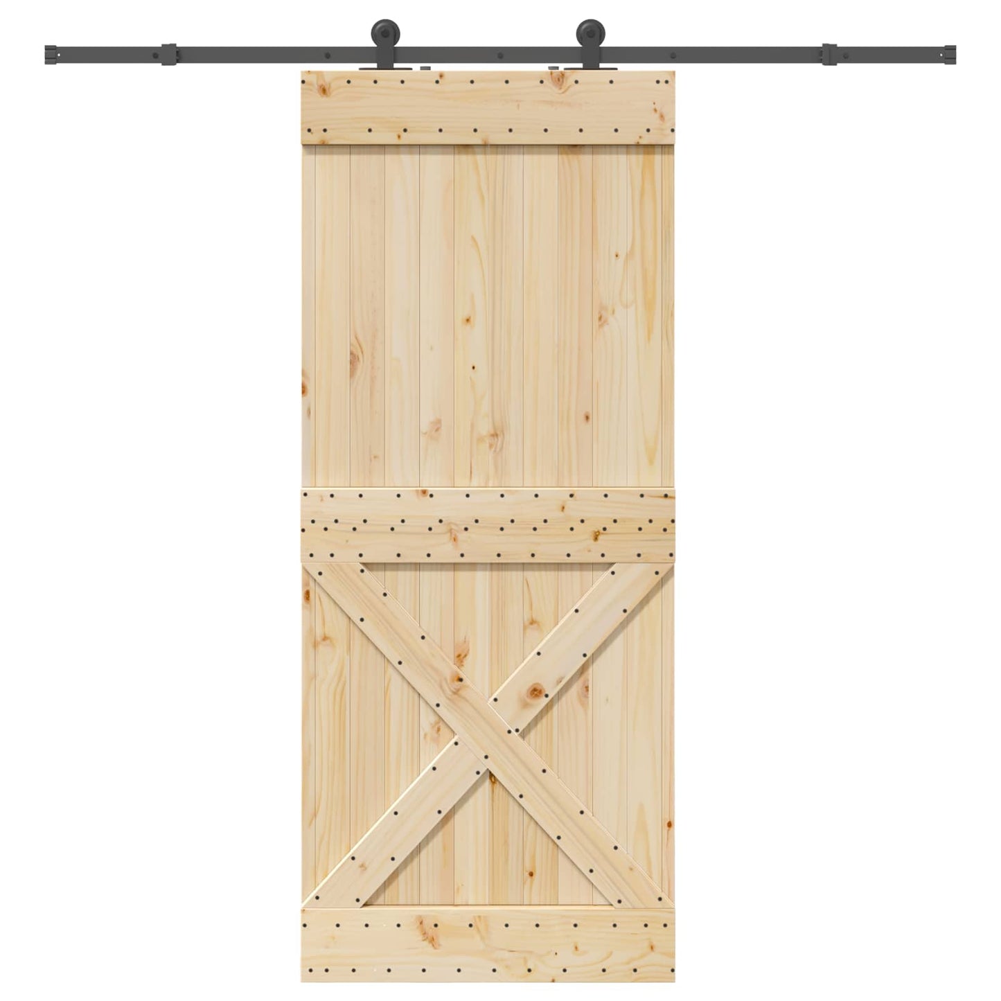 Schuifdeur NARVIK Naturel en Zwart 95 x 210 cm (213,5 cm)