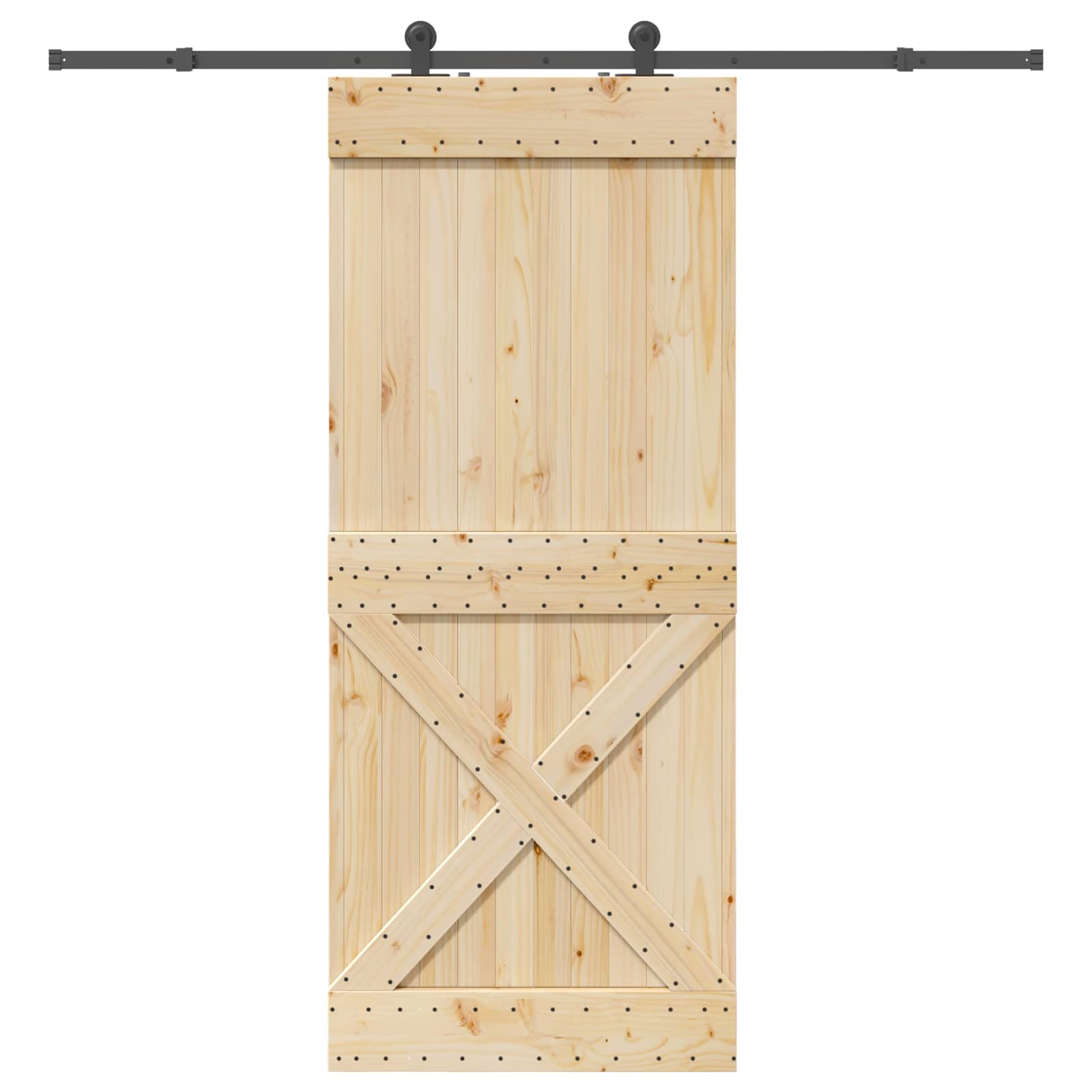 Schuifdeur NARVIK Naturel en Zwart 95 x 210 cm (213,5 cm)