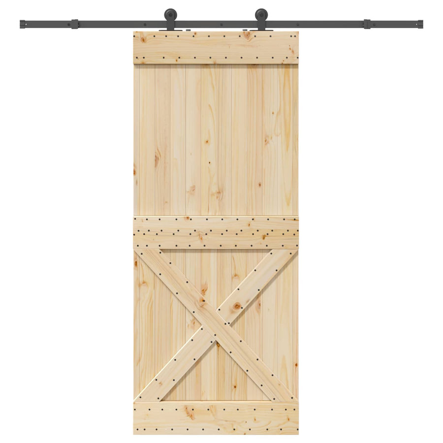 Schuifdeur NARVIK Naturel en Zwart 95 x 210 cm (213,5 cm)