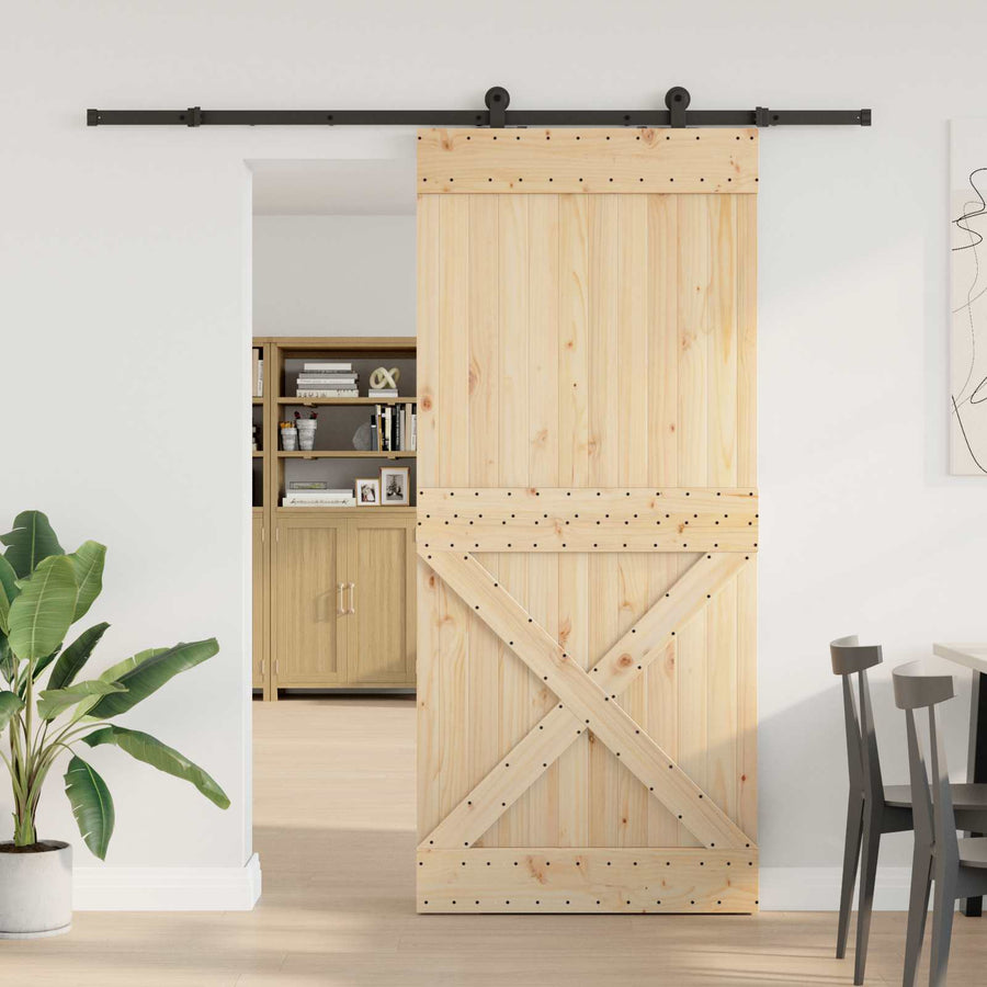 Schuifdeur NARVIK Naturel en Zwart 100 x 210 cm (213,5 cm)