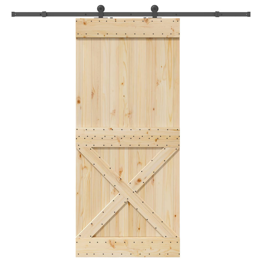 Schuifdeur NARVIK Naturel en Zwart 100 x 210 cm (213,5 cm)