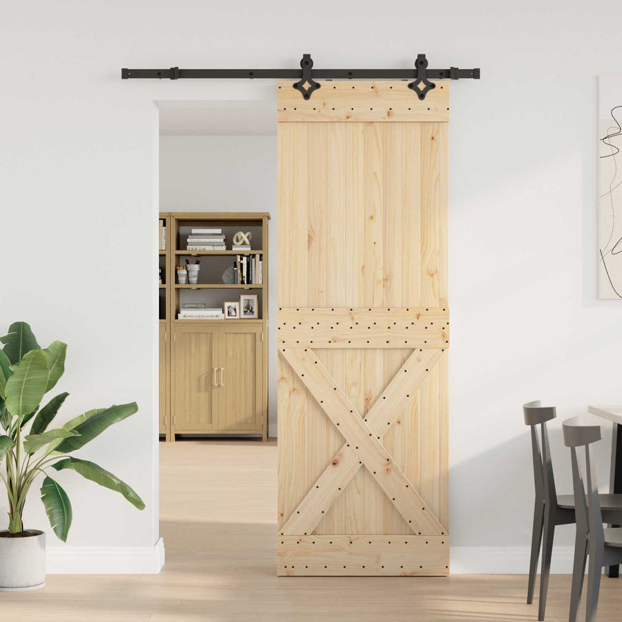 Schuifdeur NARVIK Naturel en Zwart 80 x 210 cm (152,5 cm)