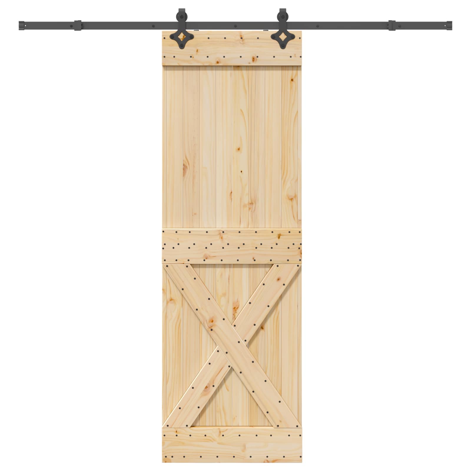 Schuifdeur NARVIK Naturel en Zwart 70 x 210 cm (213,5 cm)