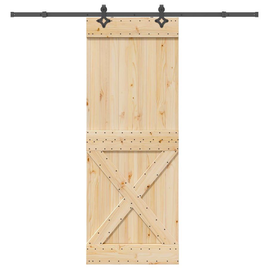 Schuifdeur NARVIK Naturel en Zwart 85 x 210 cm (213,5 cm)