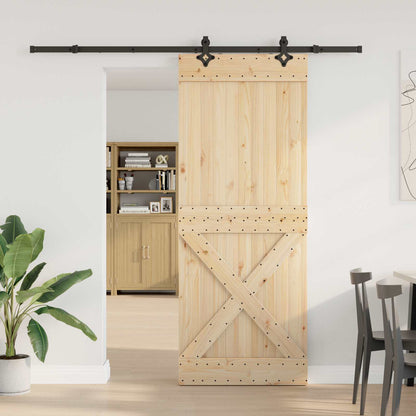 Schuifdeur NARVIK Naturel en Zwart 90 x 210 cm (213,5 cm)