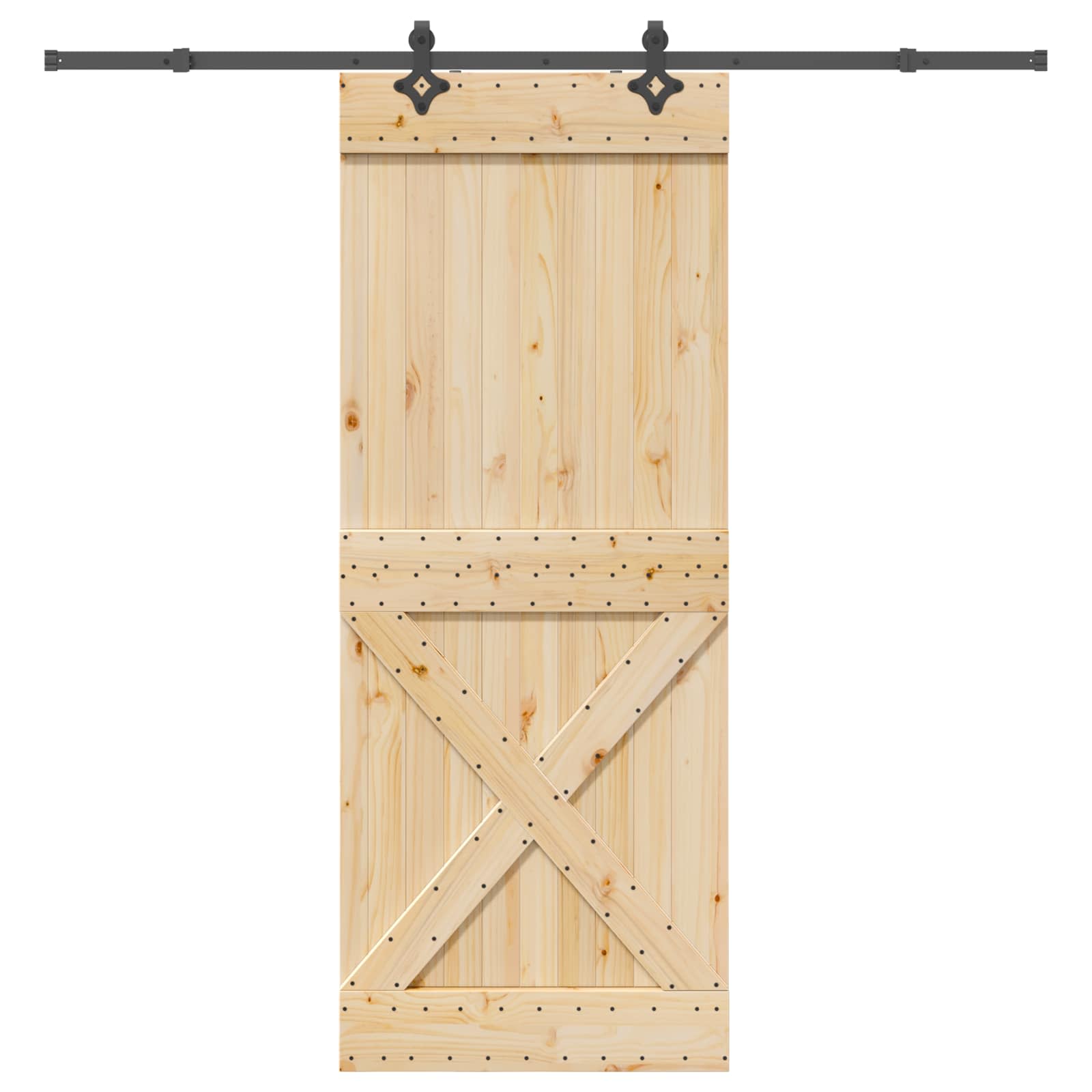 Schuifdeur NARVIK Naturel en Zwart 90 x 210 cm (213,5 cm)