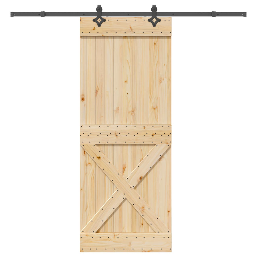 Schuifdeur NARVIK Naturel en Zwart 90 x 210 cm (213,5 cm)