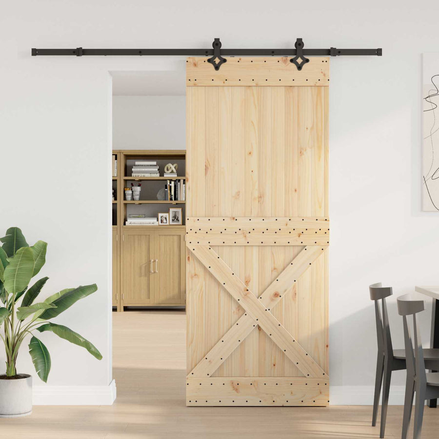 Schuifdeur NARVIK Naturel en Zwart 95 x 210 cm (213,5 cm)