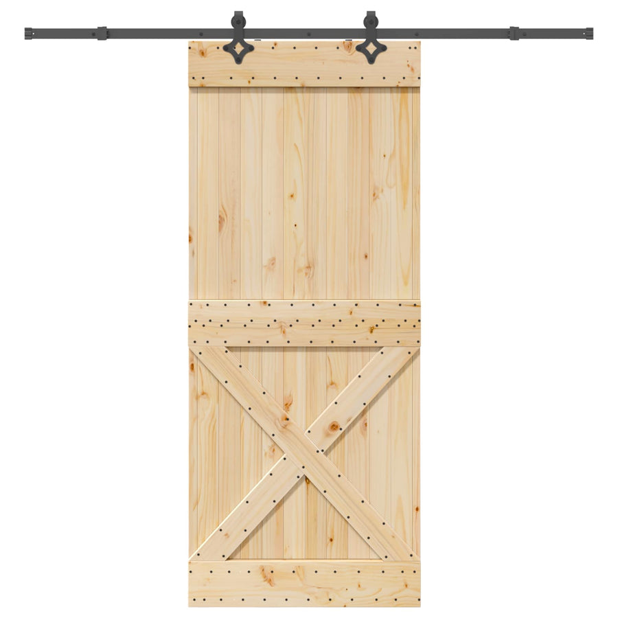 Schuifdeur NARVIK Naturel en Zwart 95 x 210 cm (213,5 cm)