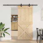 Schuifdeur Naturel Zwart 100x210 cm massief dennenhout