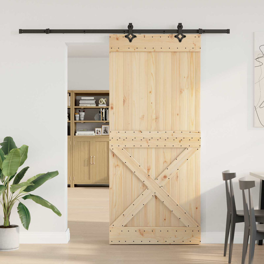 Schuifdeur NARVIK Naturel en Zwart 100 x 210 cm (213,5 cm)