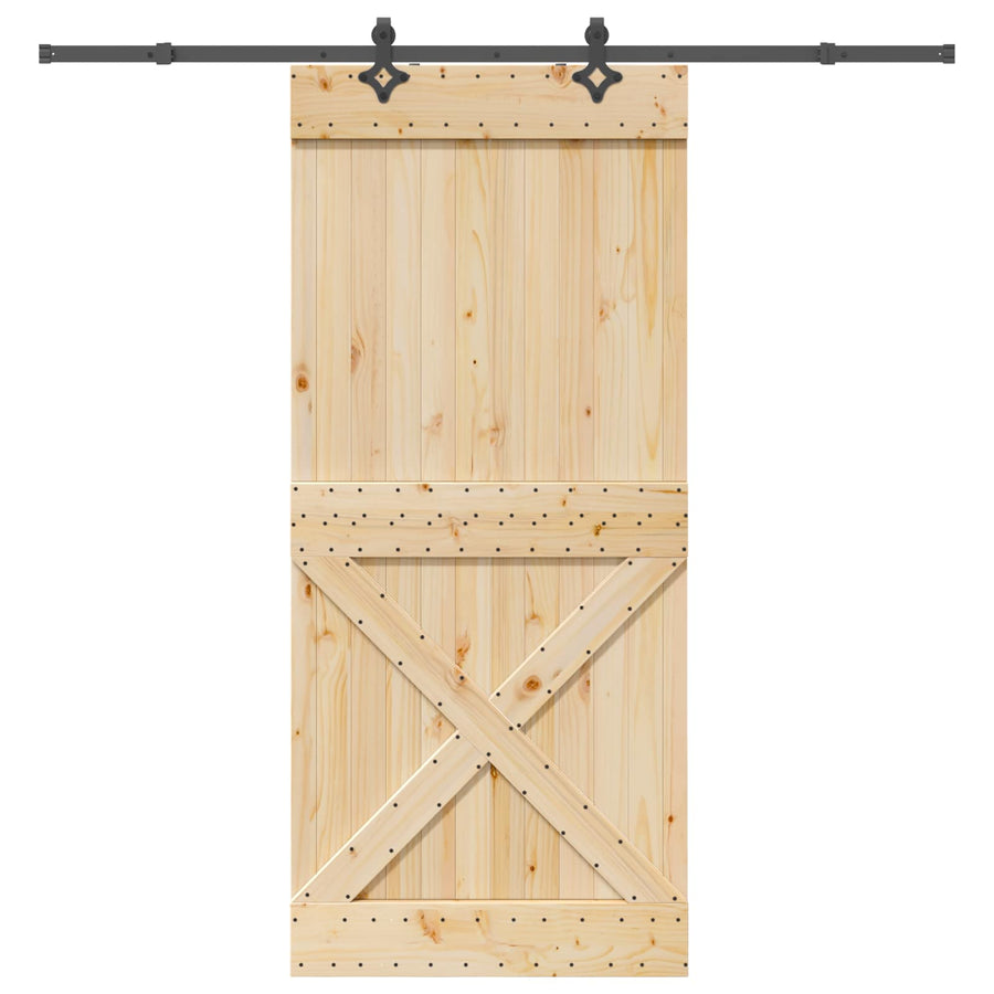 Schuifdeur NARVIK Naturel en Zwart 100 x 210 cm (213,5 cm)
