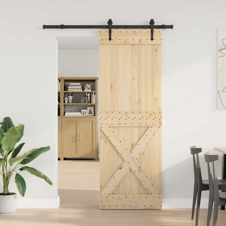 Schuifdeur NARVIK Naturel en Zwart 80 x 210 cm (152,5 cm)