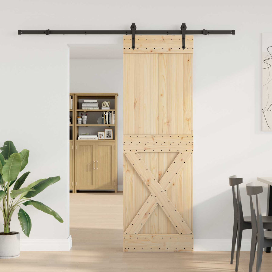 Schuifdeur NARVIK Naturel en Zwart 70 x 210 cm (213,5 cm)