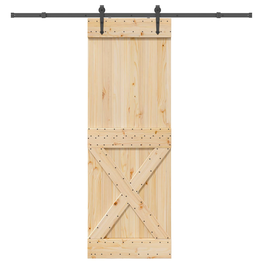 Schuifdeur NARVIK Naturel en Zwart 80 x 210 cm (213,5 cm)