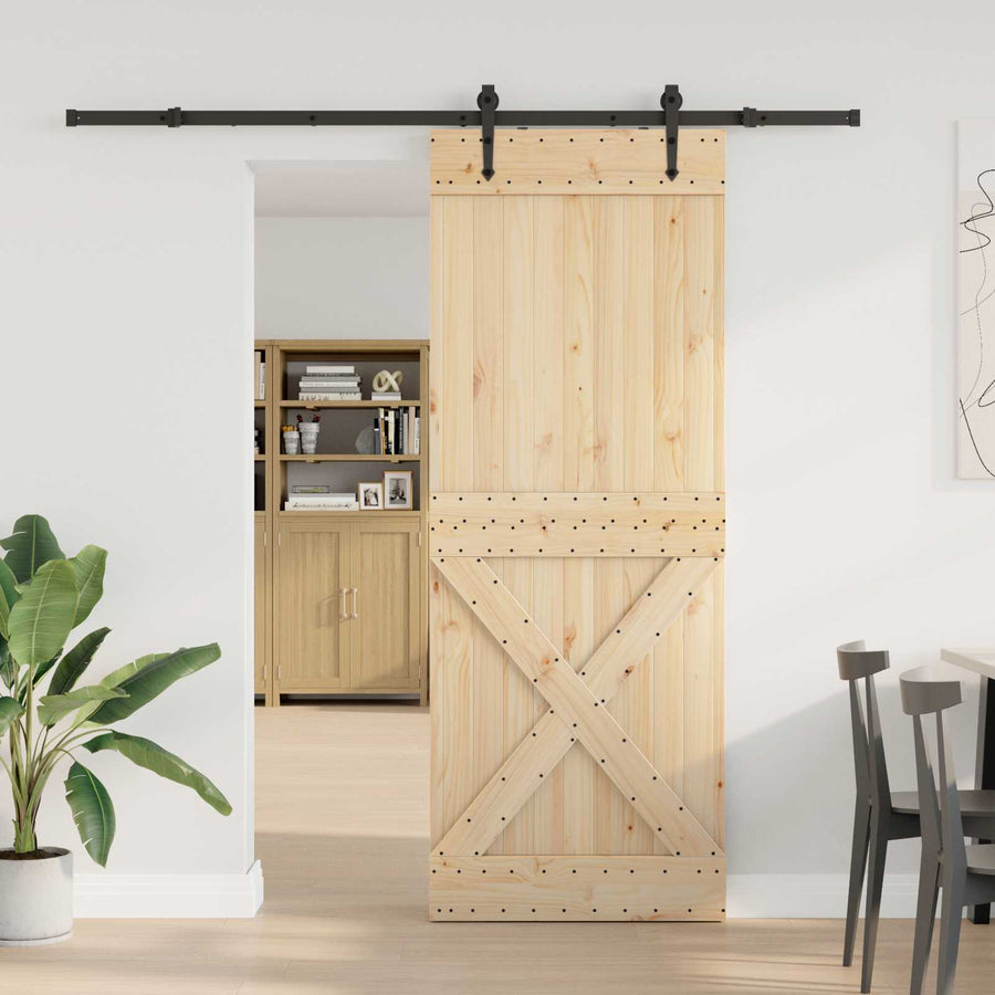 Schuifdeur NARVIK Naturel en Zwart 85 x 210 cm (213,5 cm)