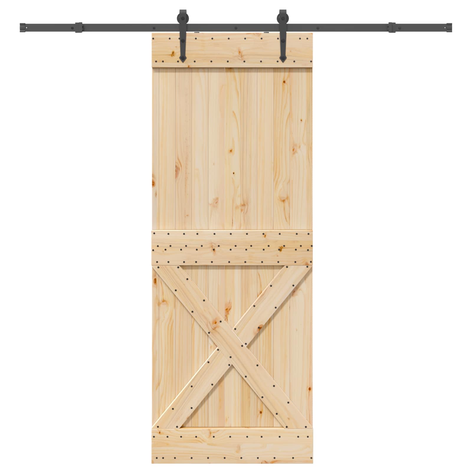 Schuifdeur NARVIK Naturel en Zwart 85 x 210 cm (213,5 cm)