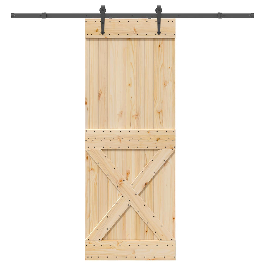 Schuifdeur NARVIK Naturel en Zwart 85 x 210 cm (213,5 cm)