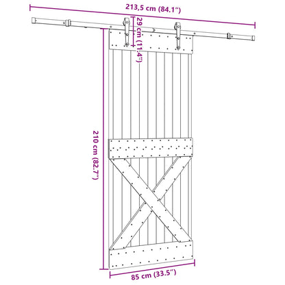 Schuifdeur NARVIK Naturel en Zwart 85 x 210 cm (213,5 cm)