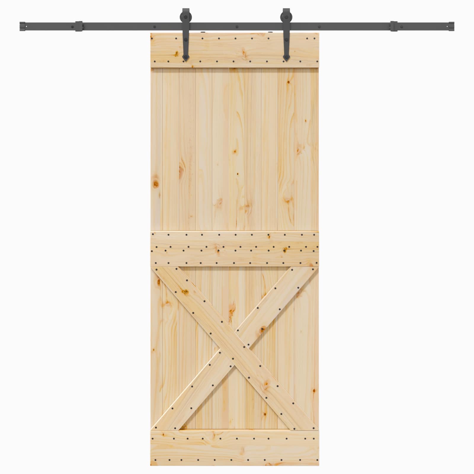 Schuifdeur NARVIK Naturel en Zwart 90 x 210 cm (213,5 cm)
