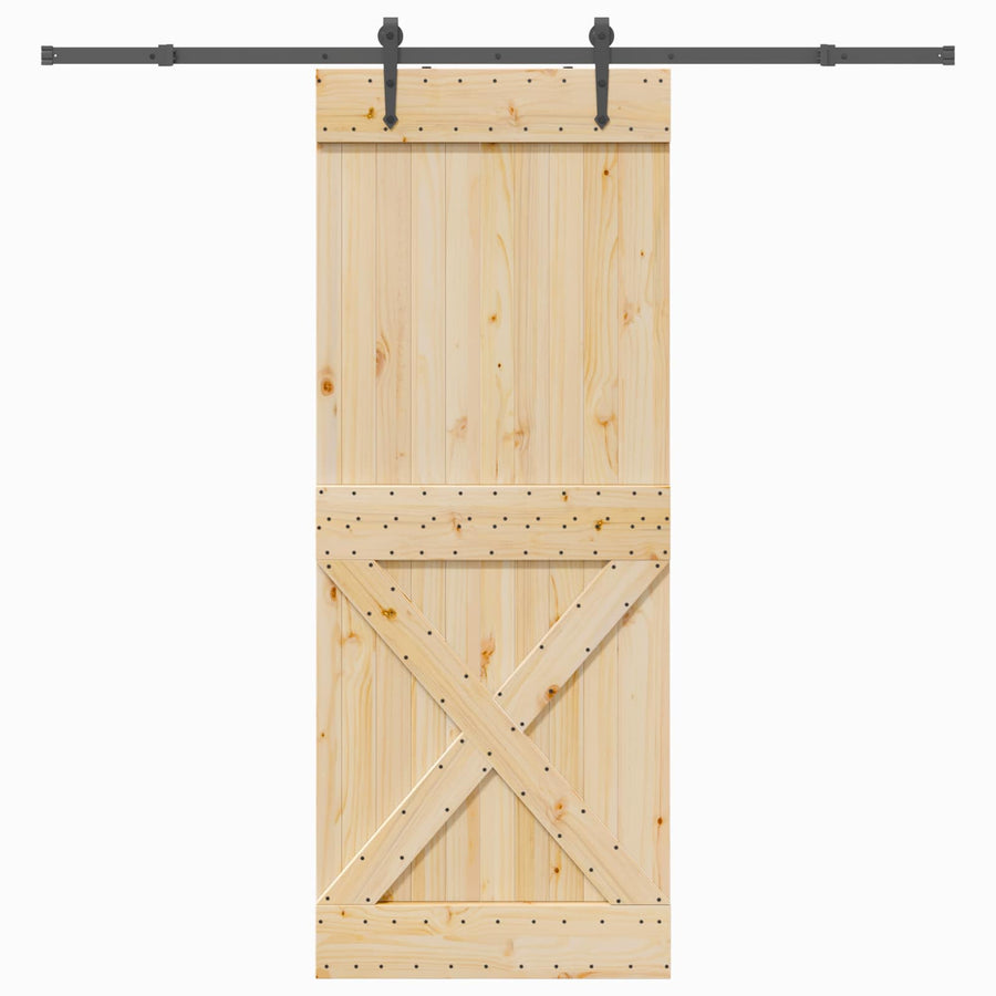 Schuifdeur NARVIK Naturel en Zwart 90 x 210 cm (213,5 cm)