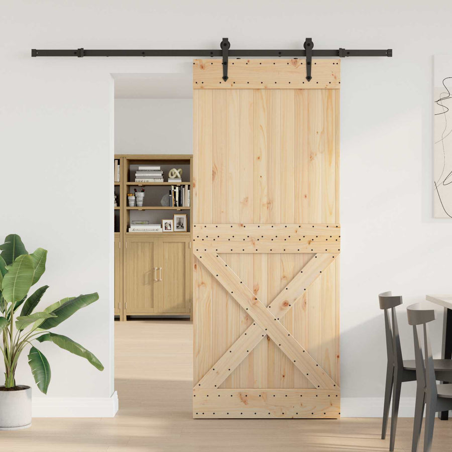 Schuifdeur NARVIK Naturel en Zwart 95 x 210 cm (213,5 cm)